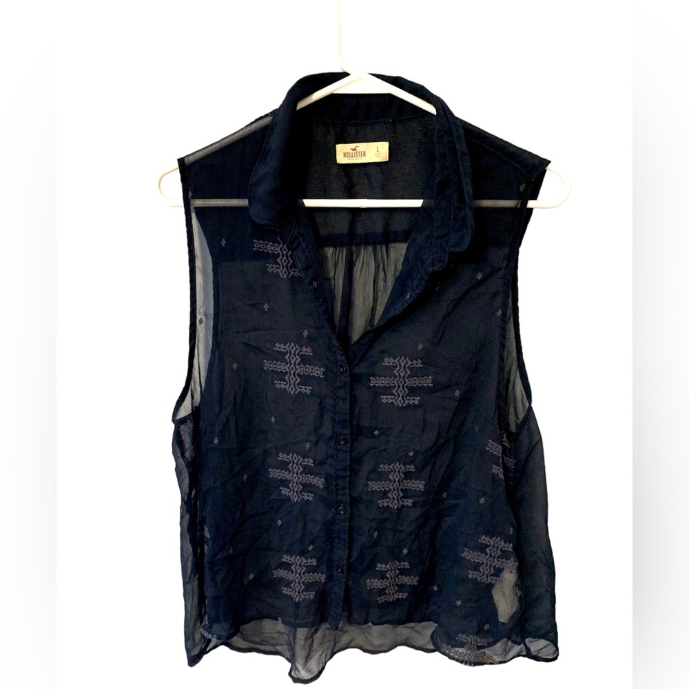 Size L Hollister sheer navy tank top.